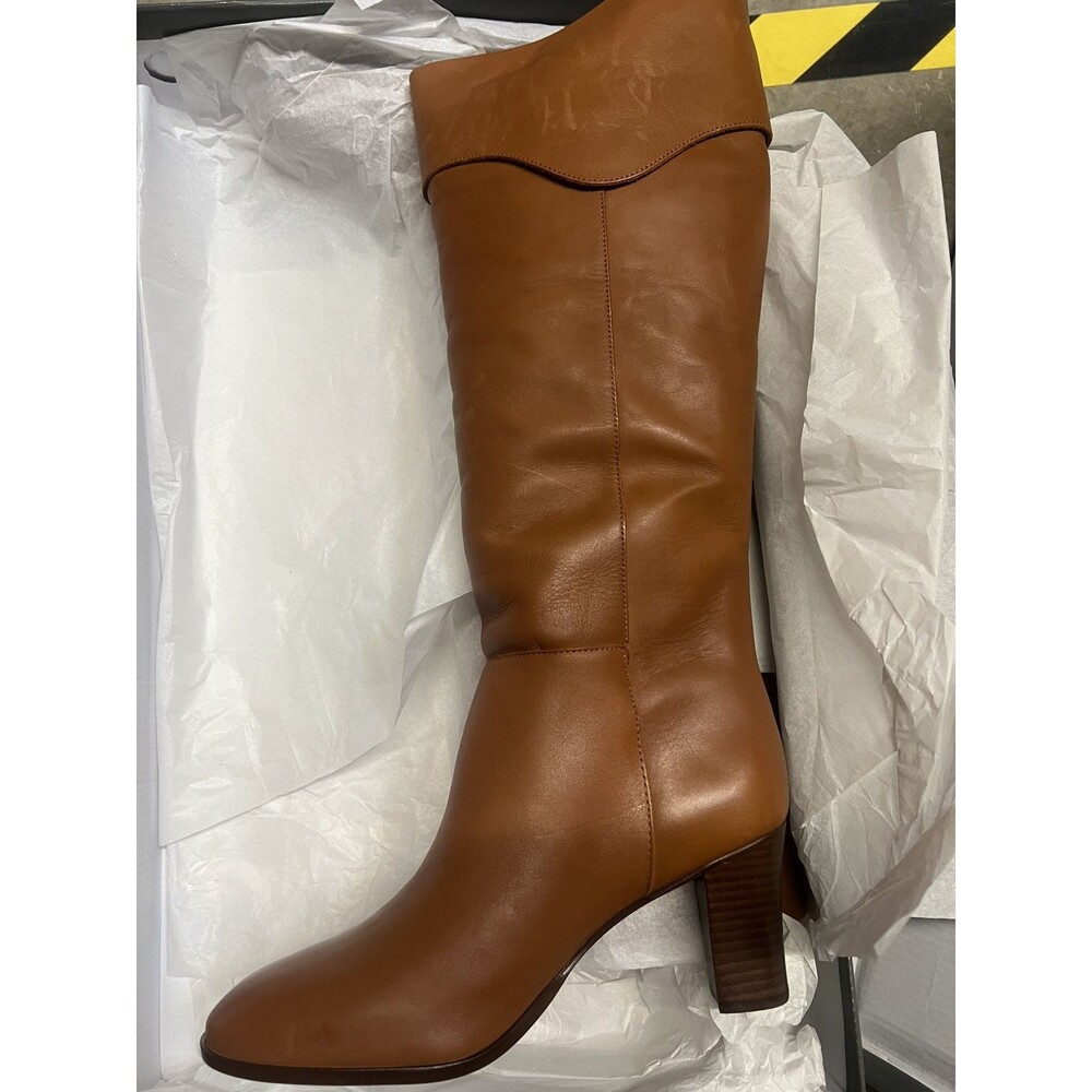 Arezzo Women's Marrom Vivian Round Toe Slip On Mid Block Heel Boots 7.5 B - Picture 3 of 9
